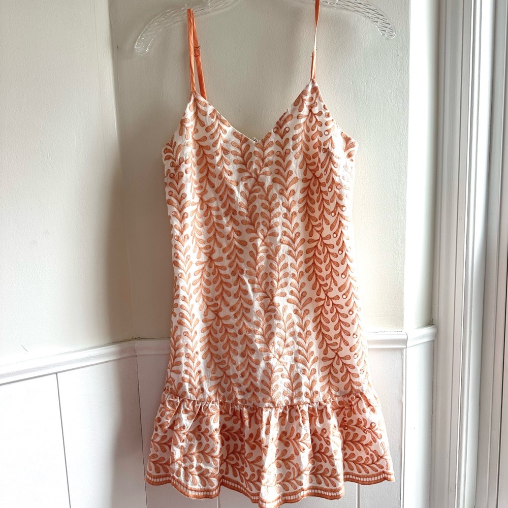 Saints + Secrets Peach & Cream Embroidered Mini Dress Size S